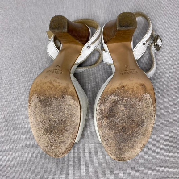 Chloe Prince white leather heeled sandals - Picture 10 of 12
